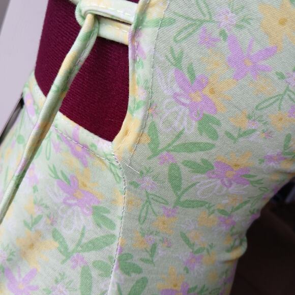 PrettyLittleThing Lime Ditzy Print Lace Up Back Shift Dress sz 4 mini halter NOS - Picture 14 of 16